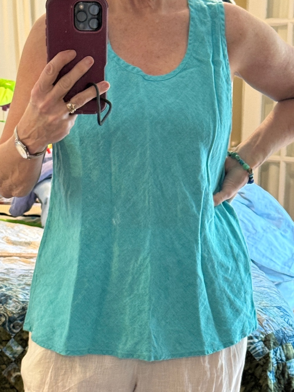Flax Women's Tank Top in Aqua Teal